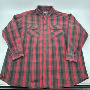 Vintage Woolrich Shirt Men 2XL Red Flannel Plaid Hunting Tartan Outdoors USA